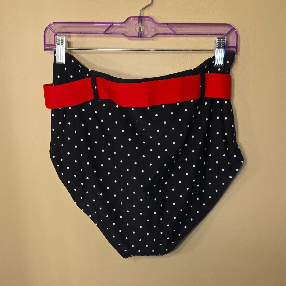 Unique Vintage Red Top w/Black Cat & Pink Heart Print Bikini, Emily the Strange - Picture 10 of 16